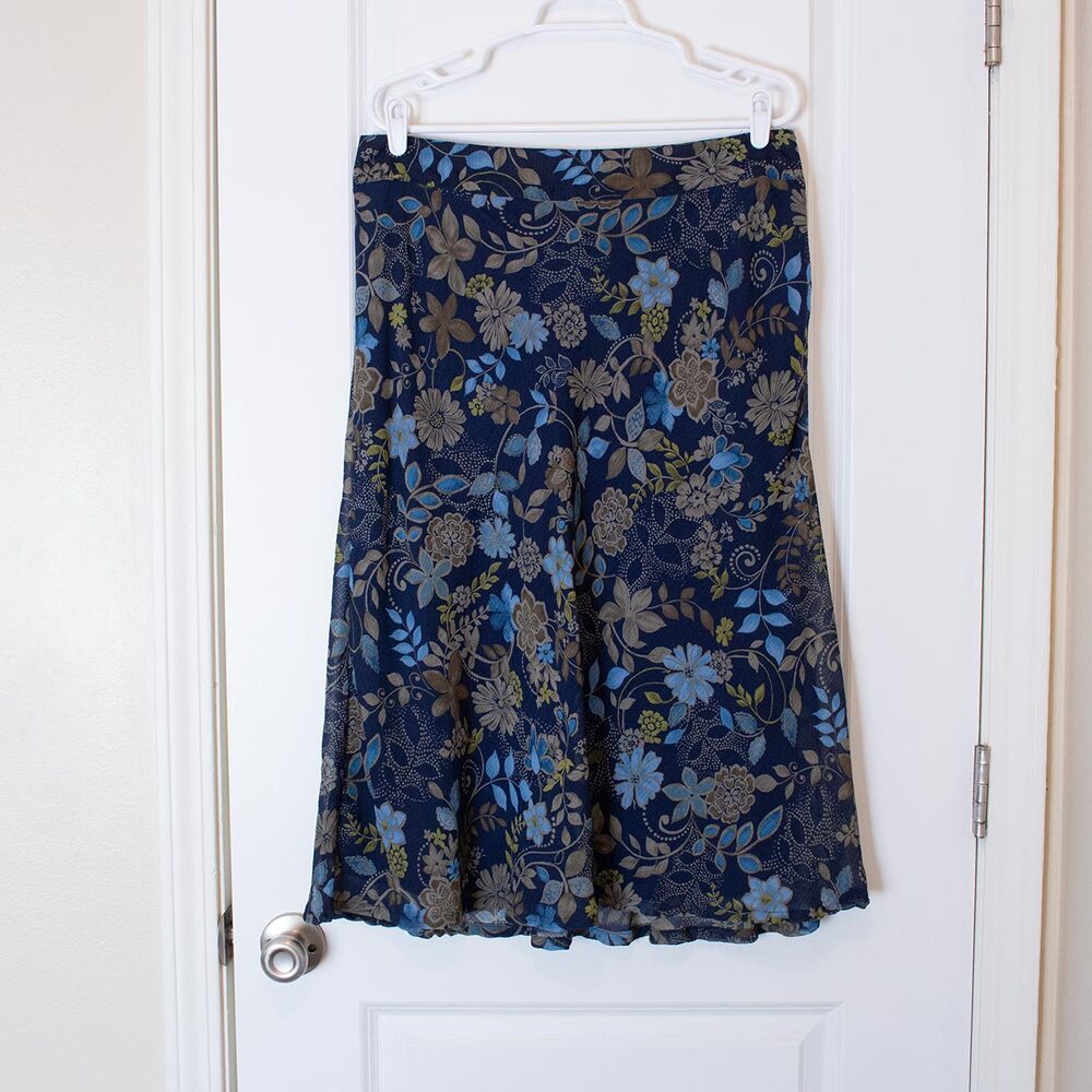 Botanical Fairy Floral Forest Skirt Midi Vtg 14 Lined Covington | Soft Autumn
